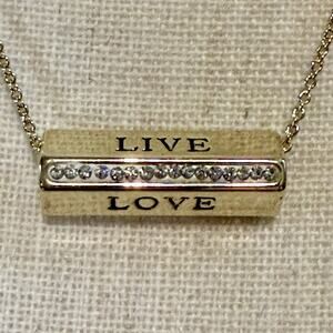 Truly Inspired 14K Gold Flash Plated Live Love Laugh 3 Sided Bar Necklace 17”
